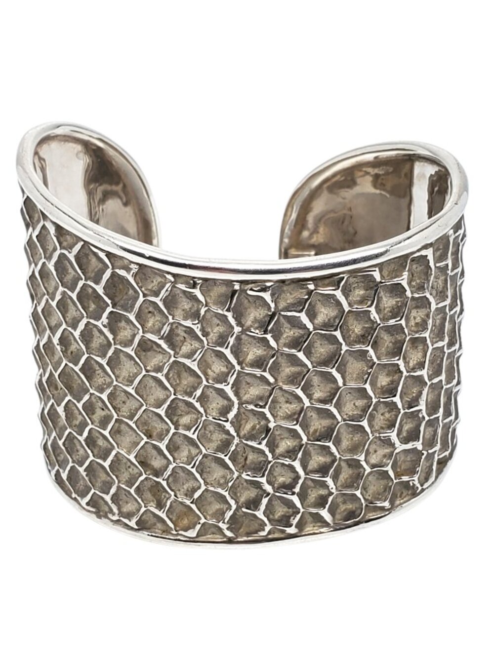 Thistle & Bee Sterling Silver Wide Honeycomb Cuff Bracelet #24625